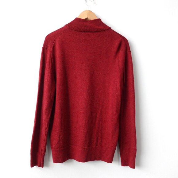 UNTUCKit Sweater Mens Large Red Wool Knit Quarter Zip Pullover Merino Jumper - Picture 8 of 9